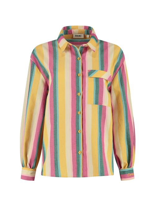 Shiwi Bluse 'Esmee'  curry / pastelgul / smaragd / pink