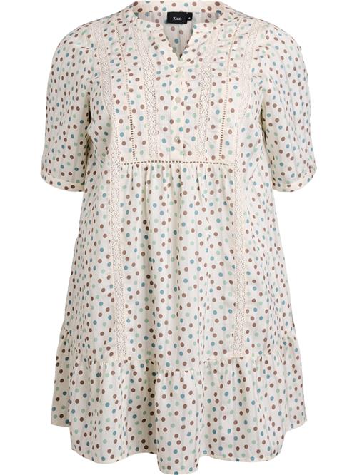 Zizzi Blusekjole 'Mgitte'  brun / petroleum / pastelgrøn / hvid