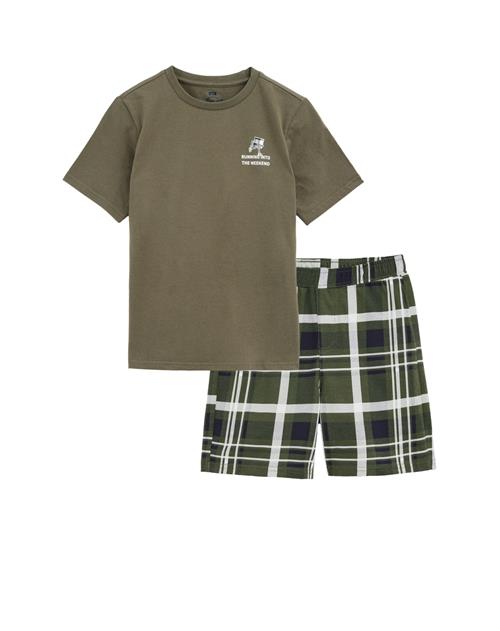 WE Fashion Nattøj  khaki / oliven / sort / hvid