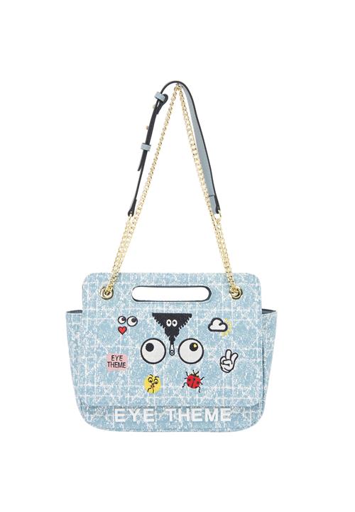 MYMO Skuldertaske 'Pop Eyetheme'  lyseblå / rød / sort / hvid