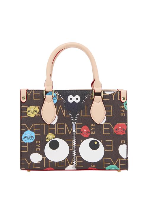 MYMO Håndtaske 'Pop Eyetheme'  himmelblå / mørkebrun / rød / hvid-meleret