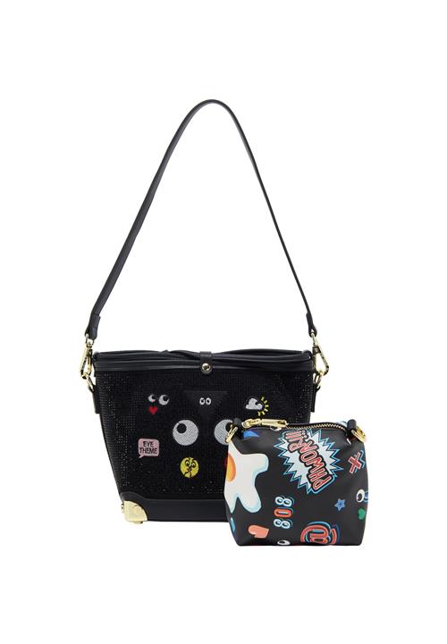 MYMO Skuldertaske 'Pop Eyetheme'  gul / rød / sort / hvid