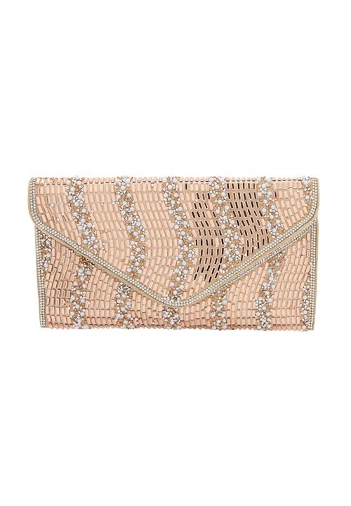faina Clutch  champagne / sølv / perlehvid