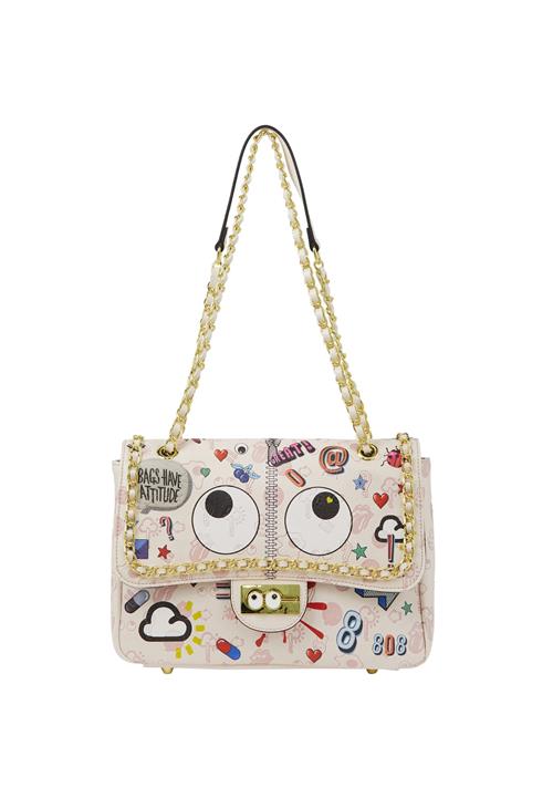 MYMO Skuldertaske 'Pop Eyetheme'  pastelpink / mørkerød / sort / hvid