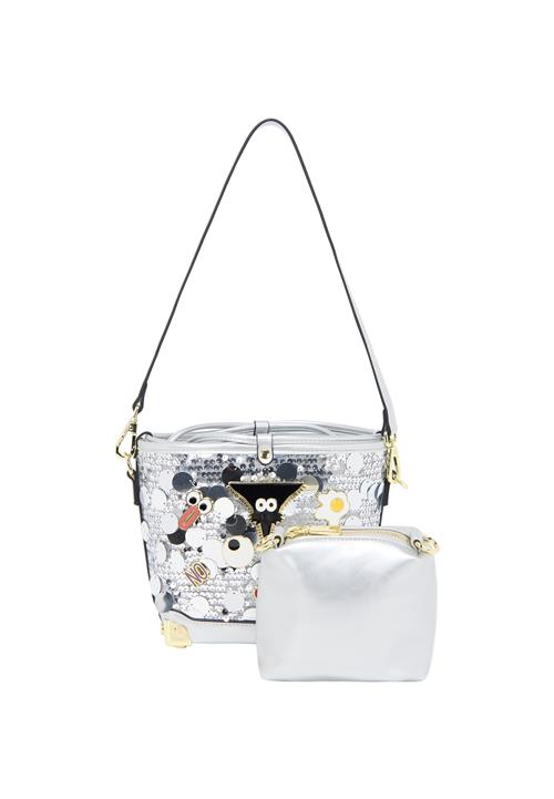 MYMO Skuldertaske 'Pop Eyetheme'  blå / sort / sølv / hvid