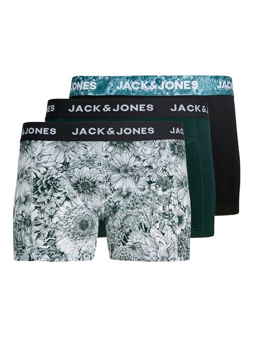 JACK & JONES Boksershorts 'JACAdrian'  petroleum / mørkegrøn / sort / hvid