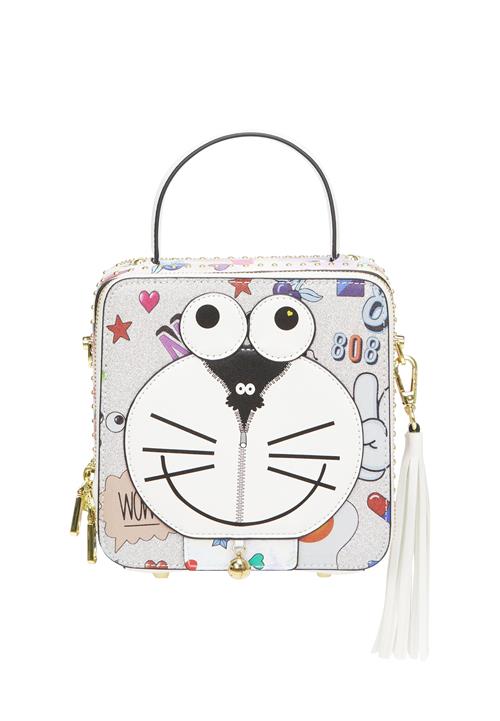 MYMO Håndtaske 'Pop Eyetheme'  blå / sort / sølv / hvid