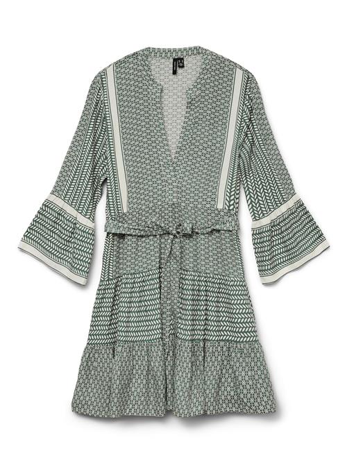 VERO MODA Kjole 'VMMelba'  smaragd / hvid