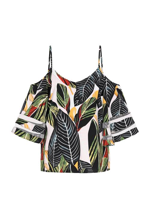 faina Bluse 'Fashion Look'  mørkegrøn / rød / sort / hvid