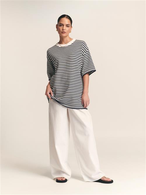 St MRLO Oversized bluse 'Vacation'  navy / hvid