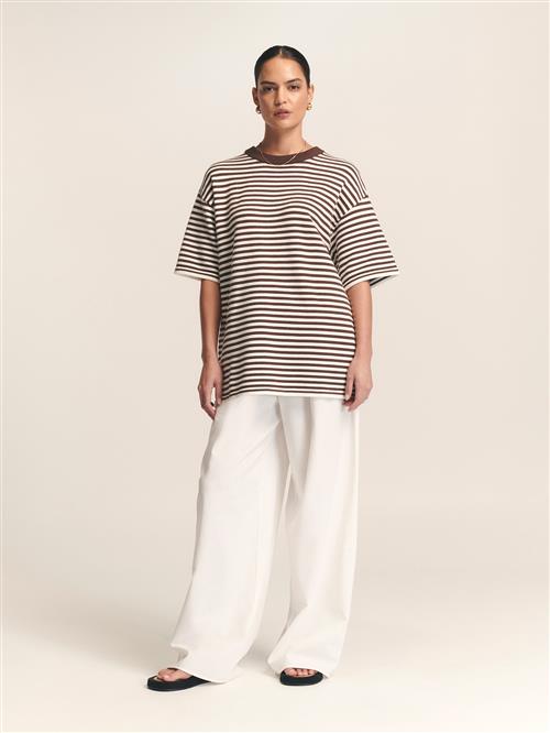 St MRLO Oversized bluse 'Vacation'  brun / hvid
