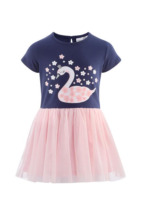 happy girls Kjole  navy / lys pink / sølv / hvid