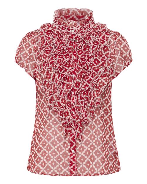 SAINT TROPEZ Bluse 'Lilja'  kirsebærsrød / hvid