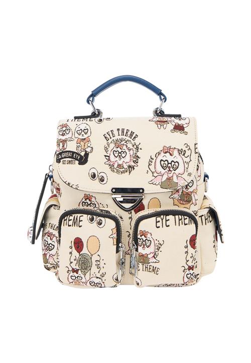 MYMO Rygsæk 'Pop Eyetheme'  grøn / lyserød / sort / uldhvid