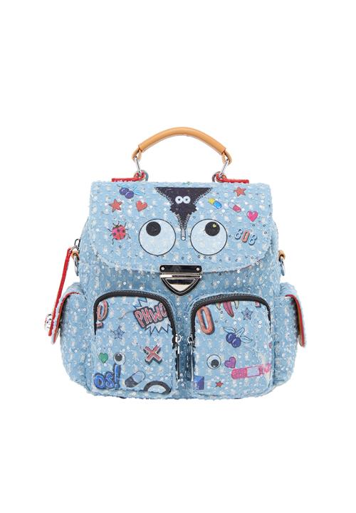 MYMO Rygsæk 'Pop Eyetheme'  blå / lyseblå / rød / sort