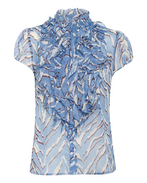 SAINT TROPEZ Bluse 'LiljaSZ'  lyseblå / vinrød / hvid