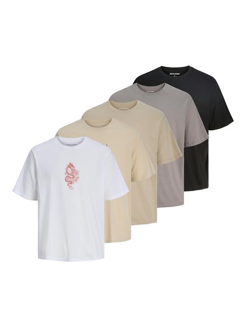 JACK & JONES Bluser & t-shirts 'JJWOLFIE'  beige / mørkegrå / sort / hvid