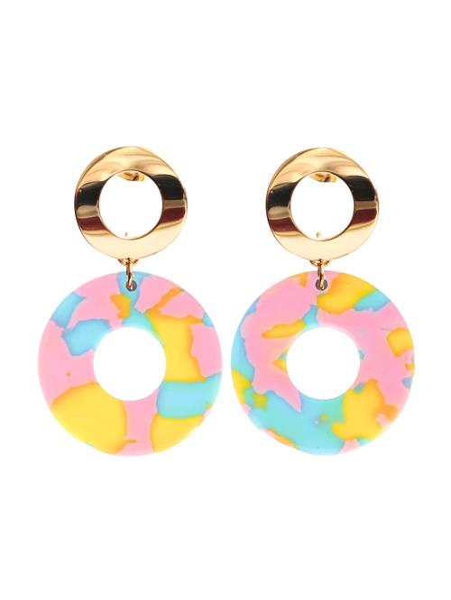 Fräulein Wunder Øreringe 'Adua'  lyseblå / guld / orange / lyserød