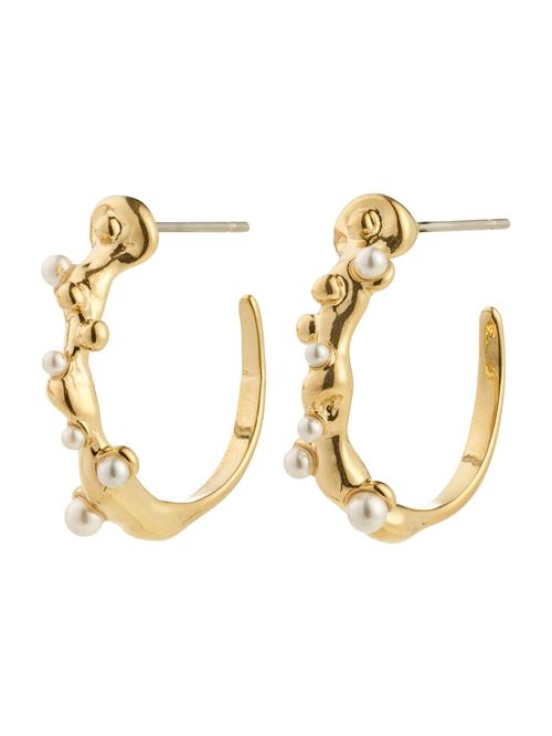 Pilgrim Øreringe 'Hadley'  guld / perlehvid