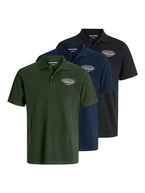 JACK & JONES Bluser & t-shirts 'JJMAKOTO'  mørkeblå / mørkegrøn / sort / hvid