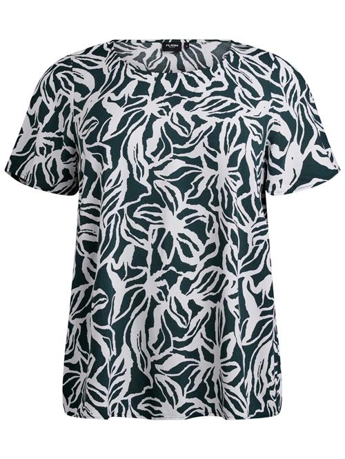 Flash by Zizzi Bluse 'Flbilly'  mørkegrøn / hvid