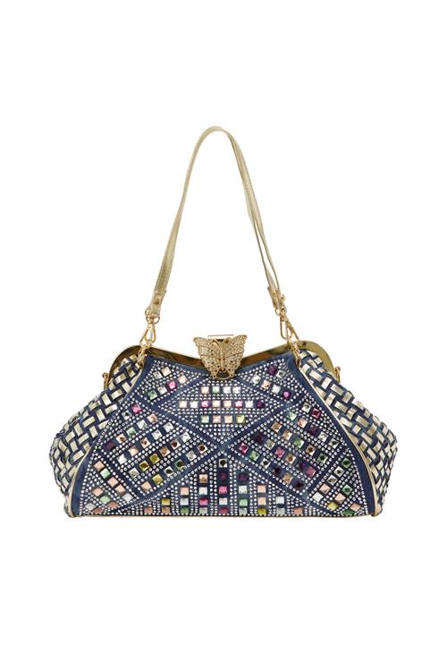 NAEMI Skuldertaske  blue denim / guld / pink / transparent