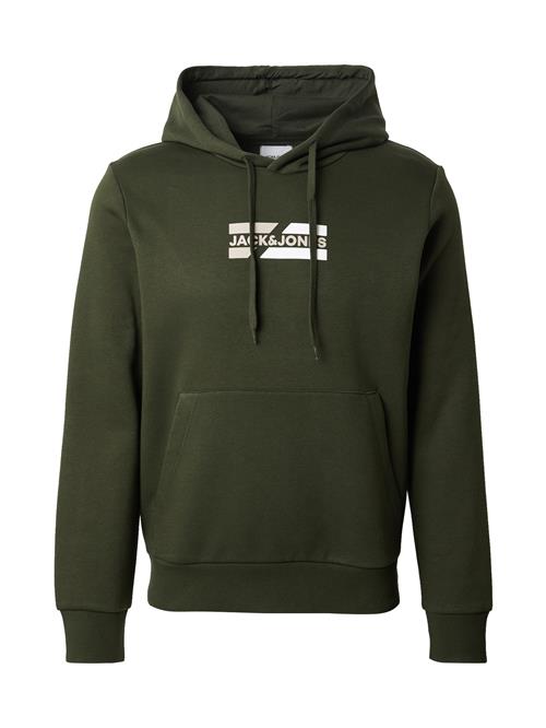 JACK & JONES Sweatshirt 'JJECorp'  ecru / oliven / hvid