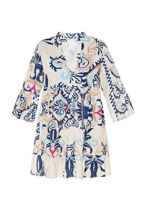 Gaya Blusekjole  beige / aqua / mørkeblå / offwhite