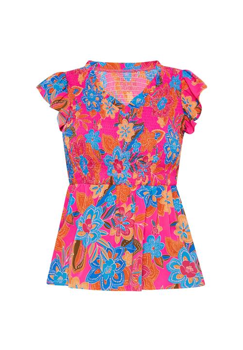 FELIPA Bluse 'Fashion Look'  blå / brun / mandarin / pink