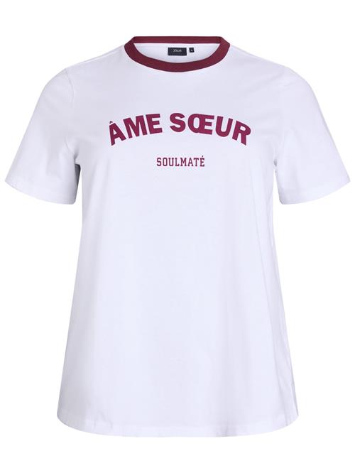 Zizzi Shirts 'Voline'  mørkelilla / hvid