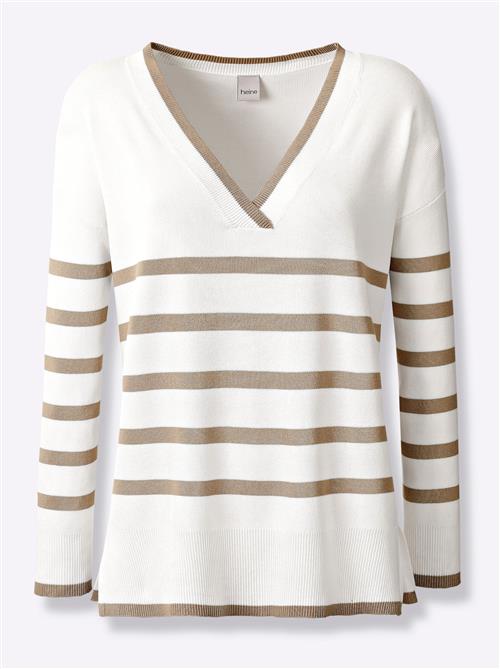 heine Pullover  kastaniebrun / hvid