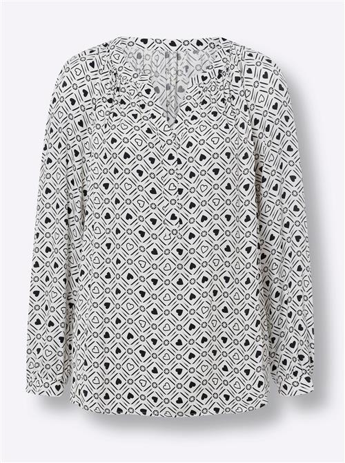 heine Bluse  sort / hvid