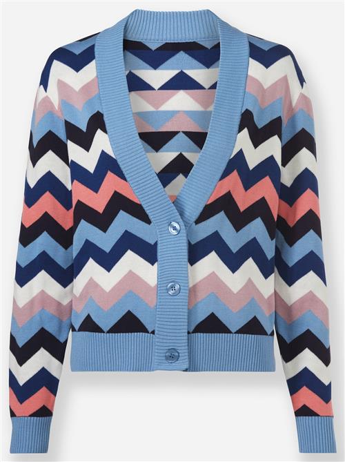 heine Cardigan  himmelblå / koral / sort / hvid