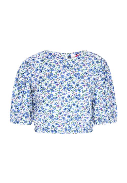 swirly Bluse 'Spring Summer'  blå / grøn / hvid