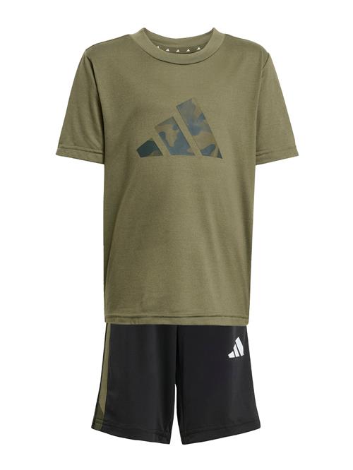 ADIDAS SPORTSWEAR Træningsdragt 'Train Essentials'  antracit / oliven / sort / hvid