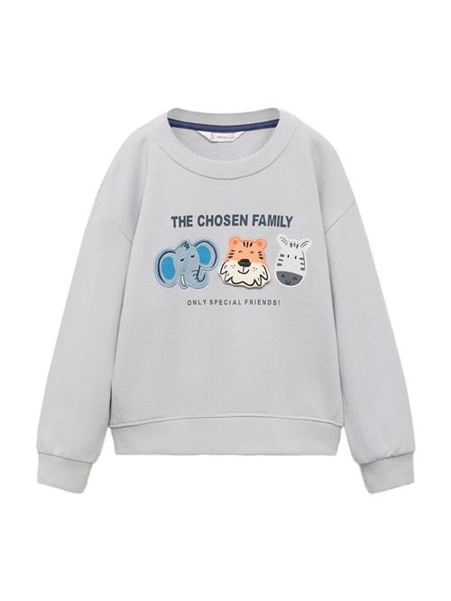 MANGO KIDS Sweatshirt 'FAMILY'  blå / lysegrå / orange / hvid