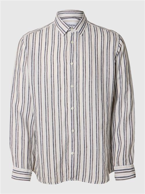 SELECTED Skjorte  sand / natblå / antracit / hvid