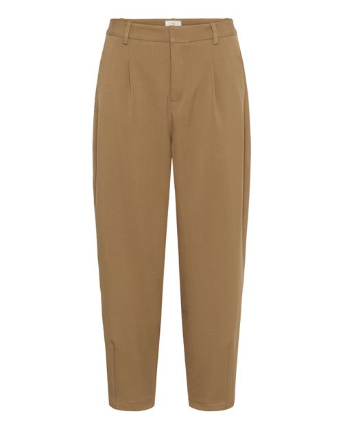 Kaffe Bukser med lægfolder  lysebrun