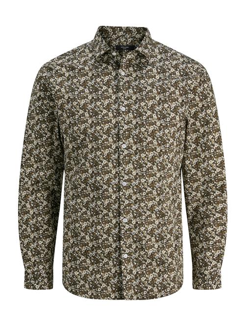 JACK & JONES Skjorte 'JPRBL A Black Pool'  oliven / sort / hvid