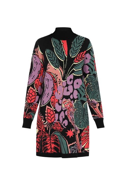 IZIA Strikkjole  mørkegrøn / lilla / koral / sort