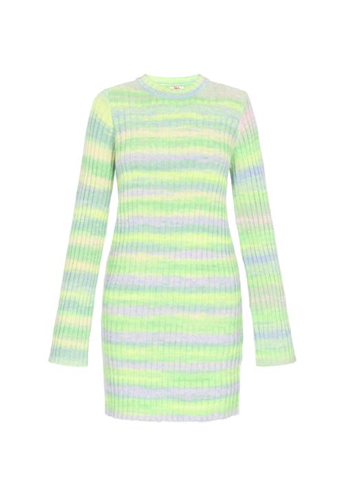 MYMO Strikkjole  gul / grå / grøn