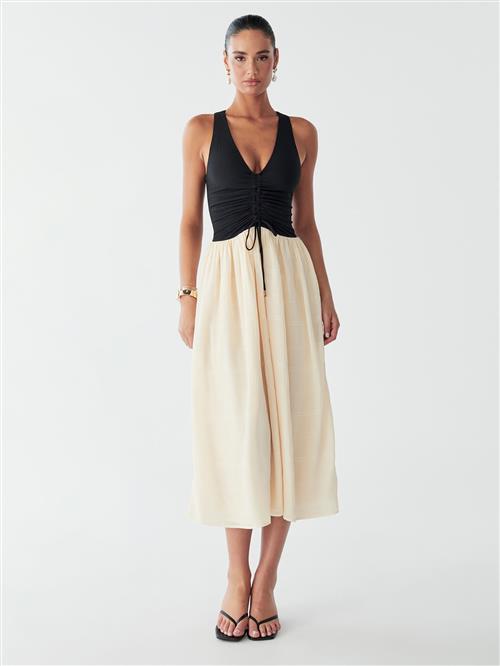 BWLDR Kjole 'BEAU MIDI DRESS'  ecru / sort