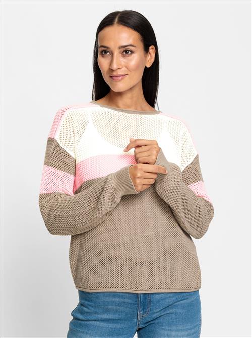 heine Pullover  brun / lyserød / hvid