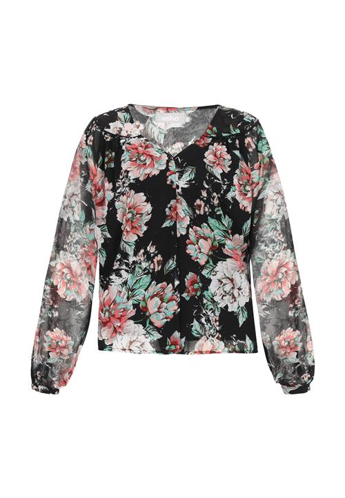 Usha Bluse  aqua / laks / sort / hvid