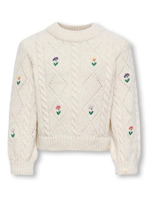 ONLY GIRLS Pullover 'KMGFLOWER'  grøn / lilla / rød / hvid