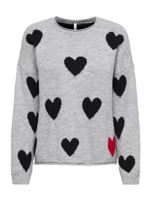 ONLY Pullover 'ONLJADE'  lysegrå / rød / sort