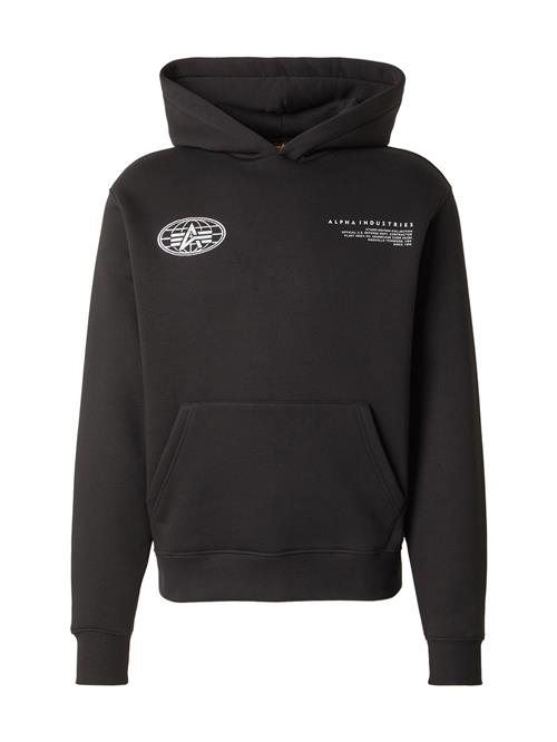 ALPHA INDUSTRIES Sweatshirt 'World'  sort / sølv / hvid