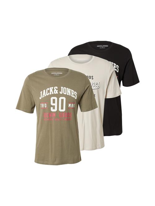JACK & JONES Bluser & t-shirts 'JJEthan'  lysegrå / oliven / grenadine / sort