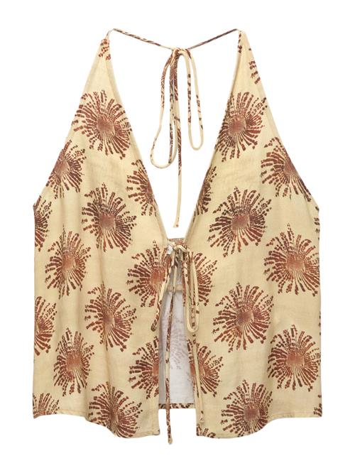 Pull&Bear Overdel  mørkebrun / pastelgul