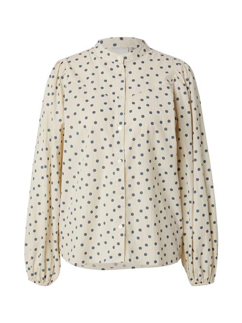 ICHI Bluse 'IHVINOLA'  ecru / dueblå